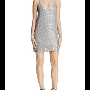 FINAL SALE Aqua Silver Sequin Mini Dress Women’s Size Large